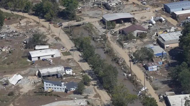 A view of damage in Asheville, North Carolina